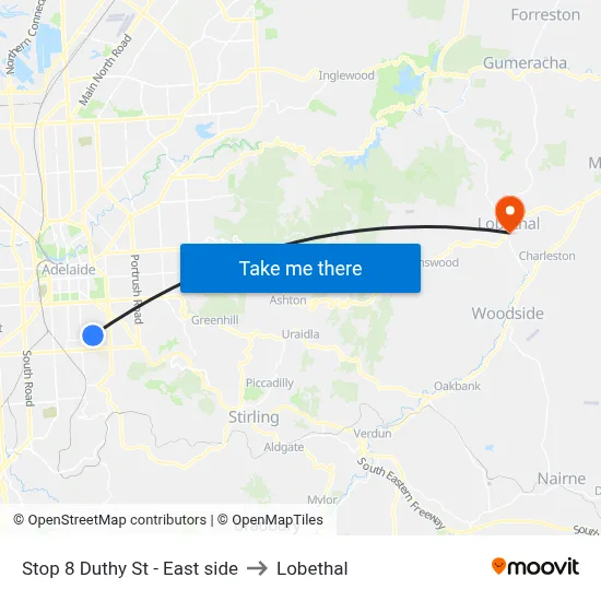 Stop 8 Duthy St - East side to Lobethal map