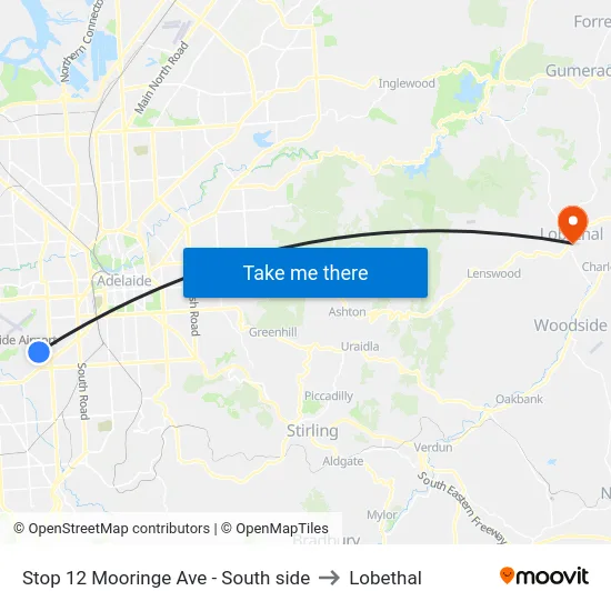 Stop 12 Mooringe Ave - South side to Lobethal map