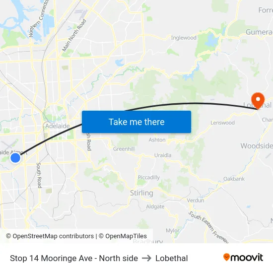 Stop 14 Mooringe Ave - North side to Lobethal map