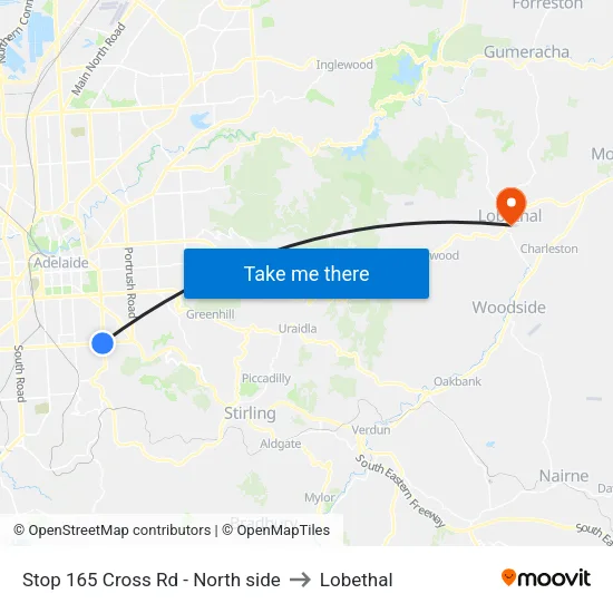 Stop 165 Cross Rd - North side to Lobethal map