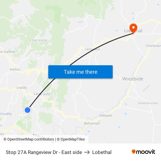 Stop 27A Rangeview Dr - East side to Lobethal map