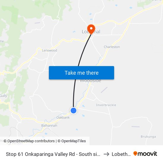 Stop 61 Onkaparinga Valley Rd - South side to Lobethal map