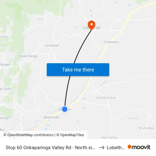 Stop 60 Onkaparinga Valley Rd - North side to Lobethal map
