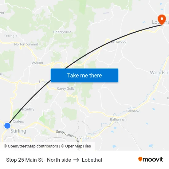 Stop 25 Main St - North side to Lobethal map