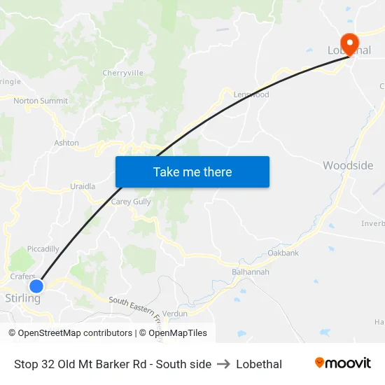 Stop 32 Old Mt Barker Rd - South side to Lobethal map