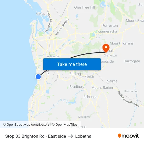 Stop 33 Brighton Rd - East side to Lobethal map