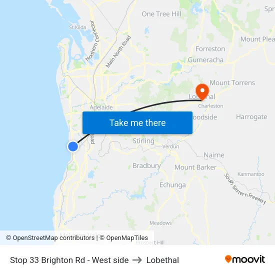 Stop 33 Brighton Rd - West side to Lobethal map