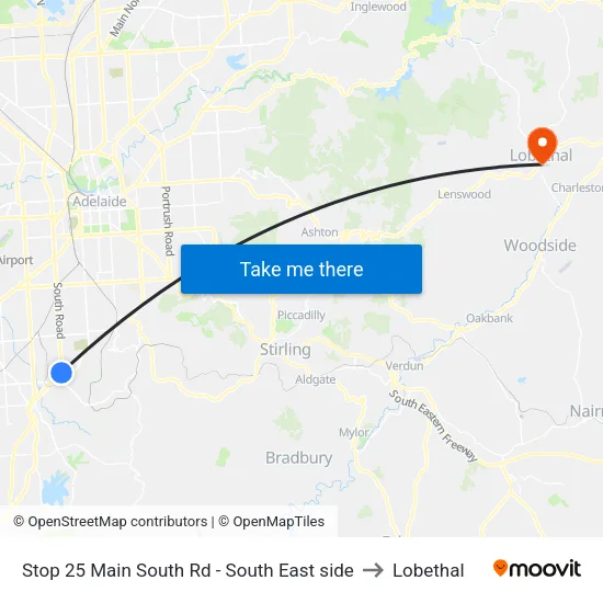 Stop 25 Main South Rd - South East side to Lobethal map