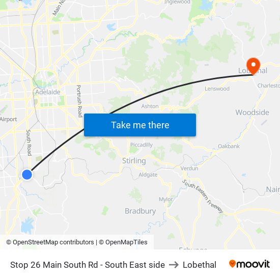 Stop 26 Main South Rd - South East side to Lobethal map