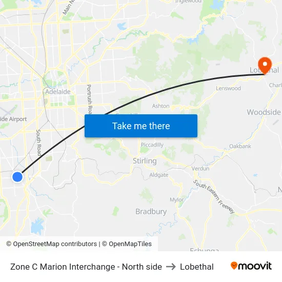 Zone C Marion Interchange - North side to Lobethal map