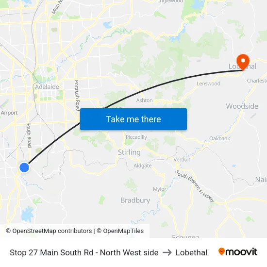 Stop 27 Main South Rd - North West side to Lobethal map