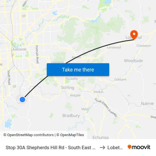 Stop 30A Shepherds Hill Rd - South East side to Lobethal map