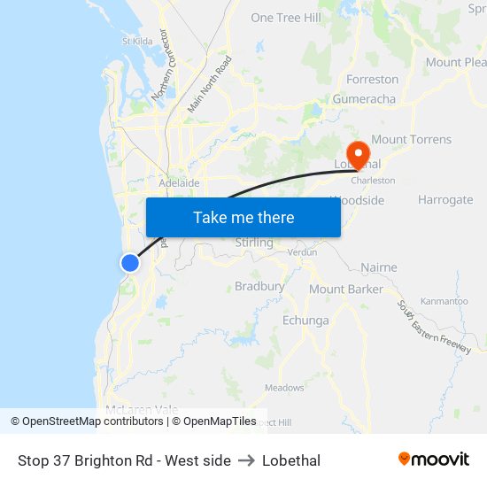 Stop 37 Brighton Rd - West side to Lobethal map