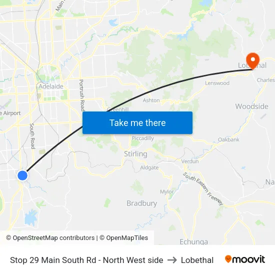 Stop 29 Main South Rd - North West side to Lobethal map