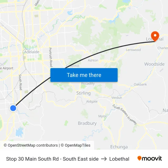 Stop 30 Main South Rd - South East side to Lobethal map
