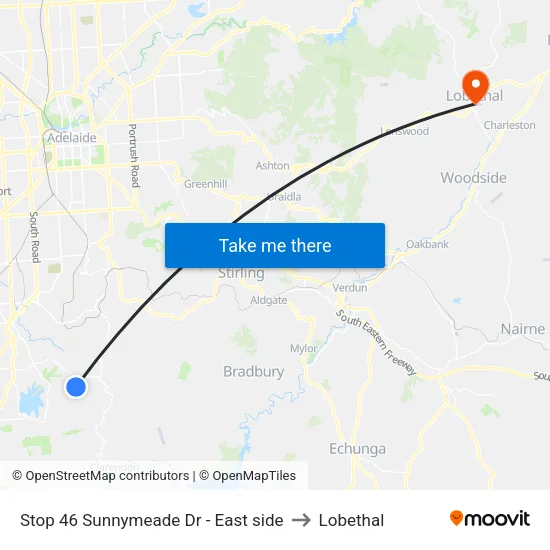 Stop 46 Sunnymeade Dr - East side to Lobethal map