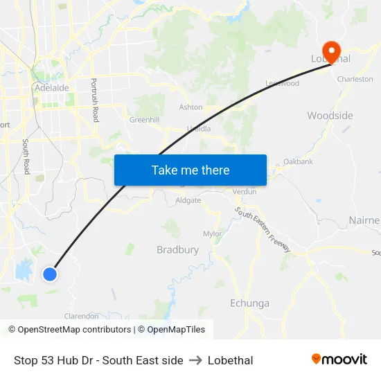 Stop 53 Hub Dr - South East side to Lobethal map