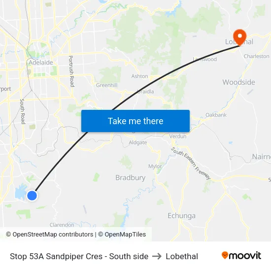 Stop 53A Sandpiper Cres - South side to Lobethal map