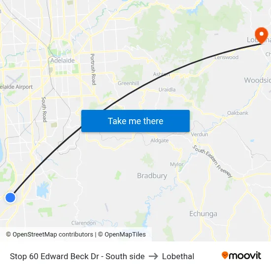 Stop 60 Edward Beck Dr - South side to Lobethal map