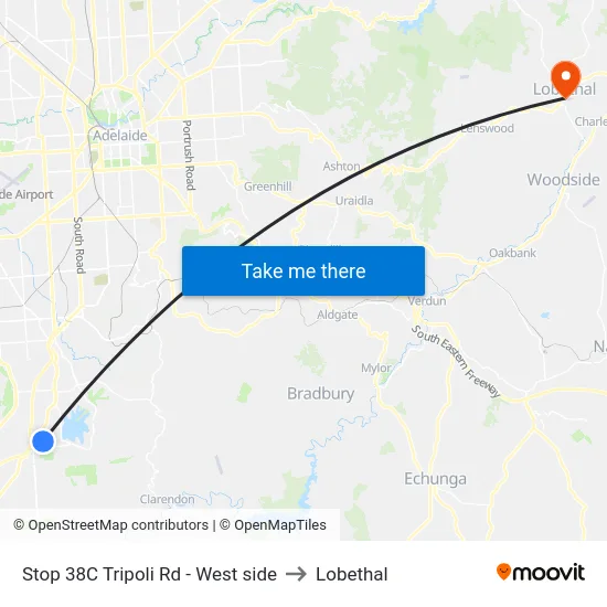 Stop 38C Tripoli Rd - West side to Lobethal map