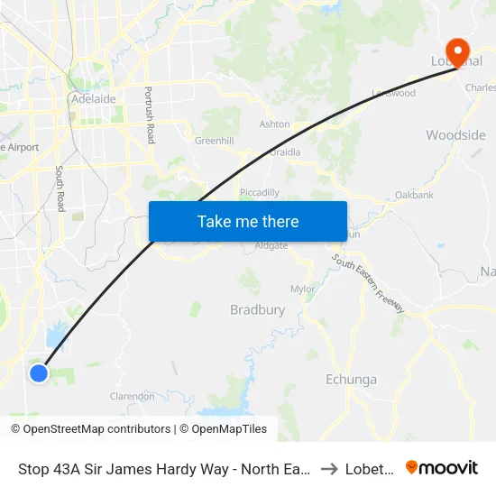 Stop 43A Sir James Hardy Way - North East side to Lobethal map