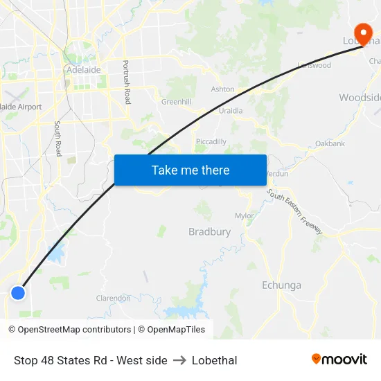 Stop 48 States Rd - West side to Lobethal map