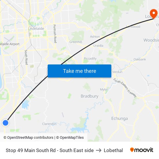Stop 49 Main South Rd - South East side to Lobethal map
