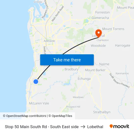 Stop 50 Main South Rd - South East side to Lobethal map