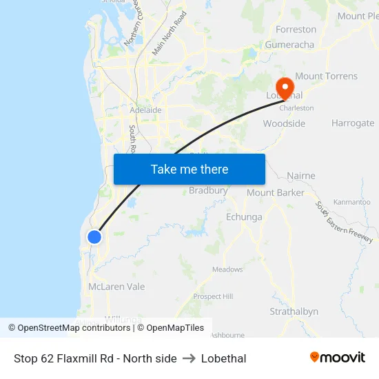 Stop 62 Flaxmill Rd - North side to Lobethal map