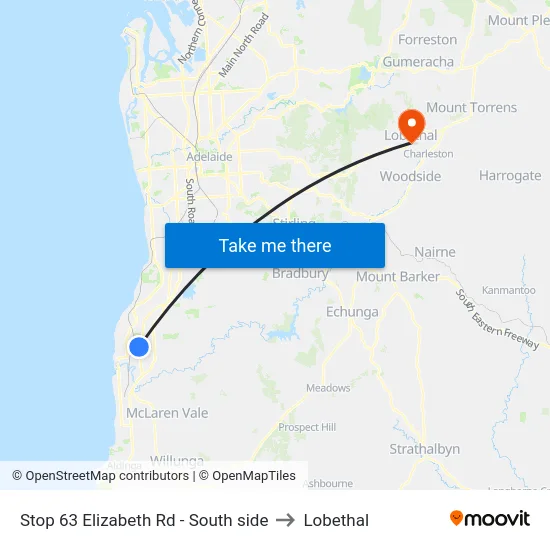 Stop 63 Elizabeth Rd - South side to Lobethal map