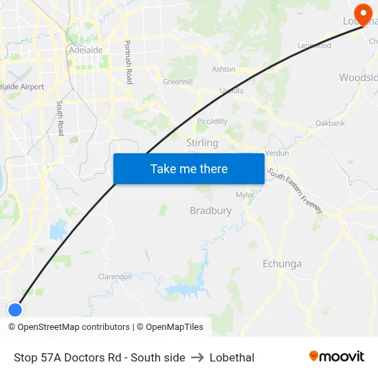 Stop 57A Doctors Rd - South side to Lobethal map