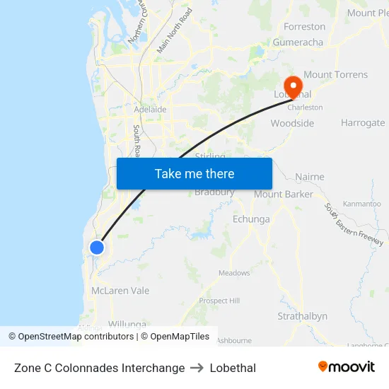Zone C Colonnades Interchange to Lobethal map