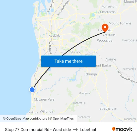Stop 77 Commercial Rd - West side to Lobethal map
