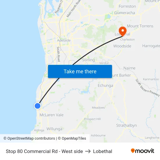 Stop 80 Commercial Rd - West side to Lobethal map