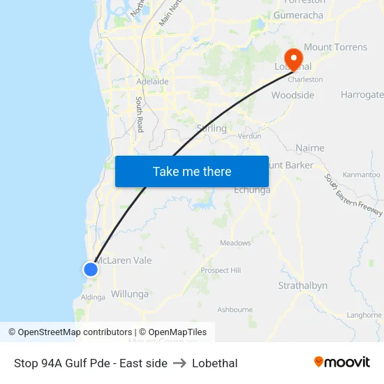 Stop 94A Gulf Pde - East side to Lobethal map