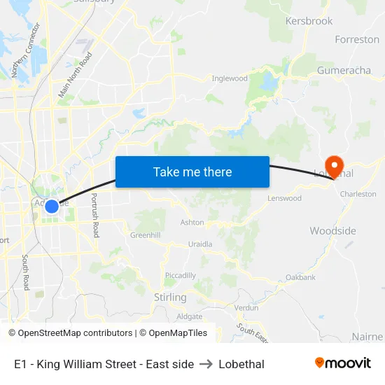 E1 - King William Street - East side to Lobethal map