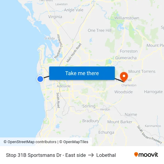 Stop 31B Sportsmans Dr - East side to Lobethal map