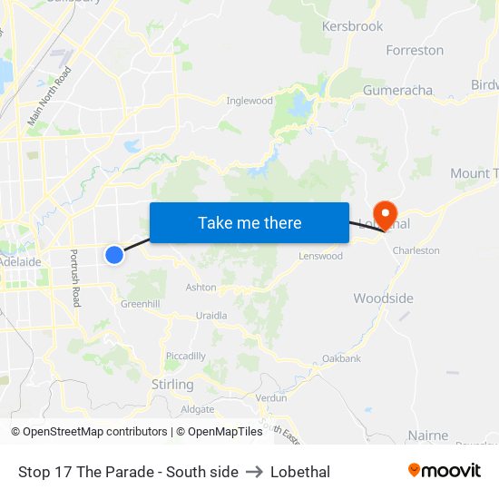 Stop 17 The Parade - South side to Lobethal map