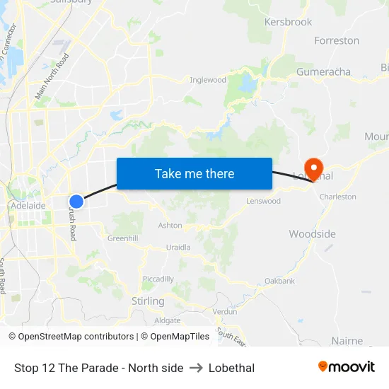 Stop 12 The Parade - North side to Lobethal map