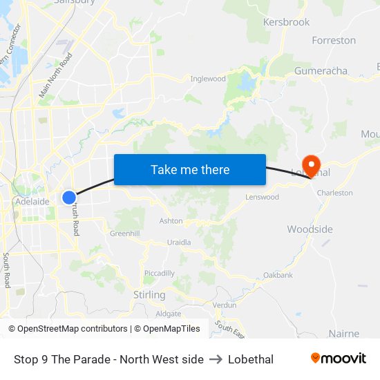 Stop 9 The Parade - North West side to Lobethal map