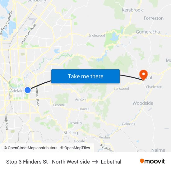 Stop 3 Flinders St - North West side to Lobethal map