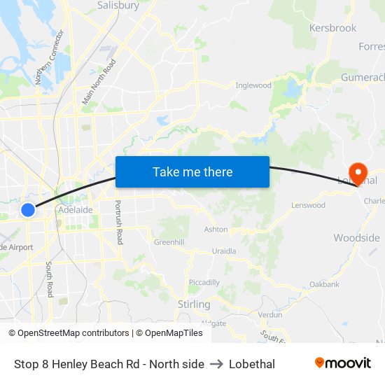 Stop 8 Henley Beach Rd - North side to Lobethal map