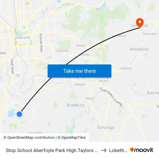 Stop School Aberfoyle Park High Taylors Rd to Lobethal map