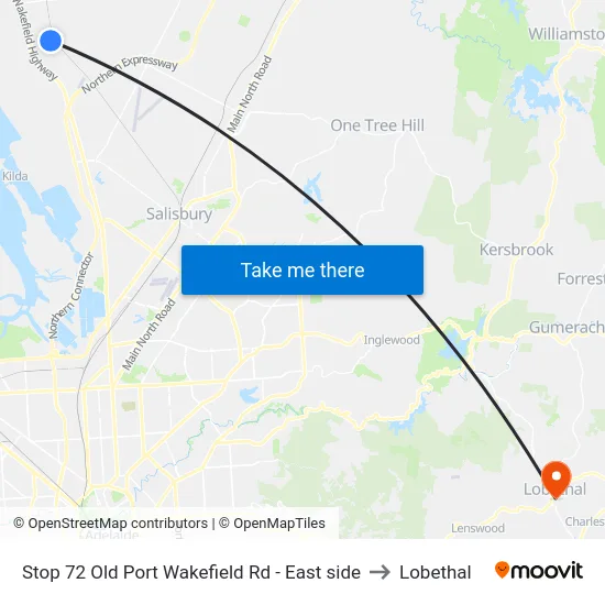 Stop 72 Old Port Wakefield Rd - East side to Lobethal map
