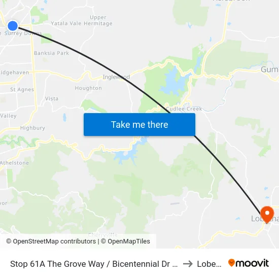 Stop 61A The Grove Way / Bicentennial Dr - North side to Lobethal map