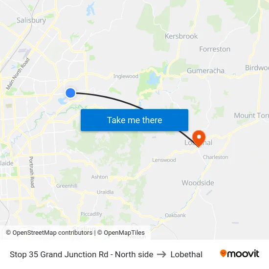 Stop 35 Grand Junction Rd - North side to Lobethal map