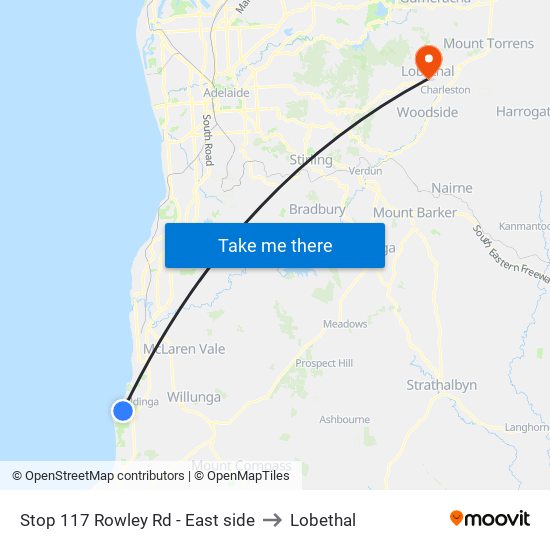 Stop 117 Rowley Rd - East side to Lobethal map