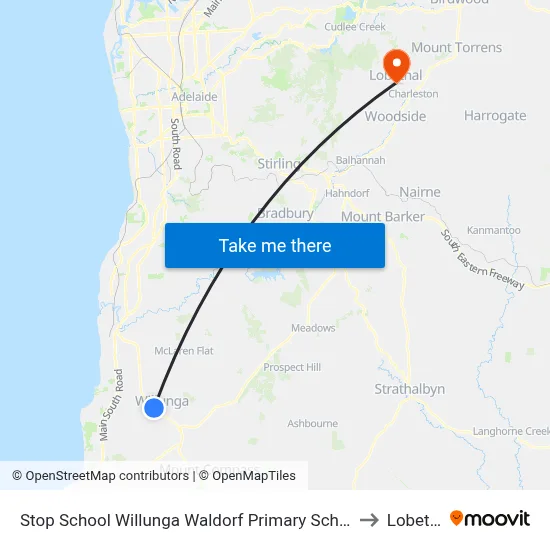 Stop School Willunga Waldorf Primary School Jay Dr to Lobethal map