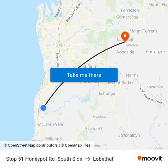 Stop 51 Honeypot Rd -South Side to Lobethal map