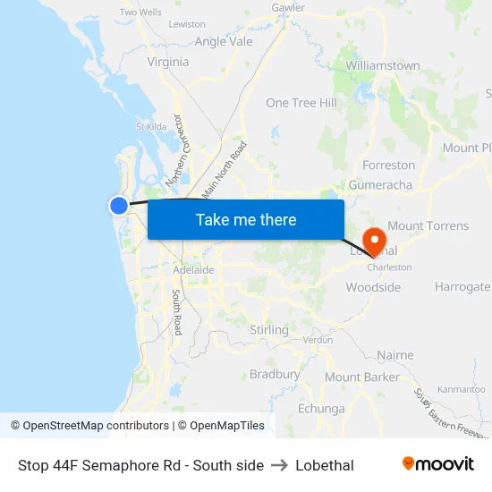Stop 44F Semaphore Rd - South side to Lobethal map